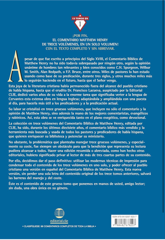 Comentario Bíblico Matthew Henry: Obra completa sin abreviar - 13 tomos en 1 (Spanish Edition)