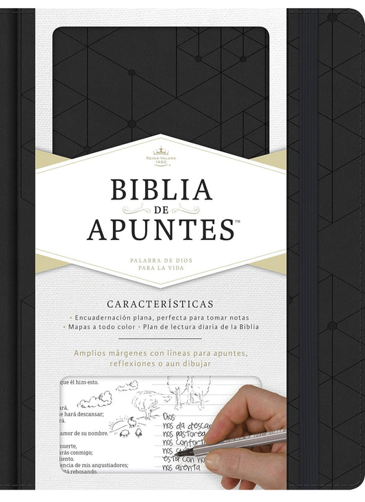 RVR 1960 Biblia de apuntes, negro símil piel